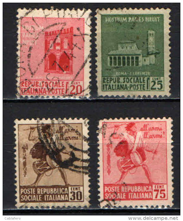 ITALIA RSI - 1944 - MONUMENTI DISTRUTTI - 1^ EMISSIONE - USATI - Used