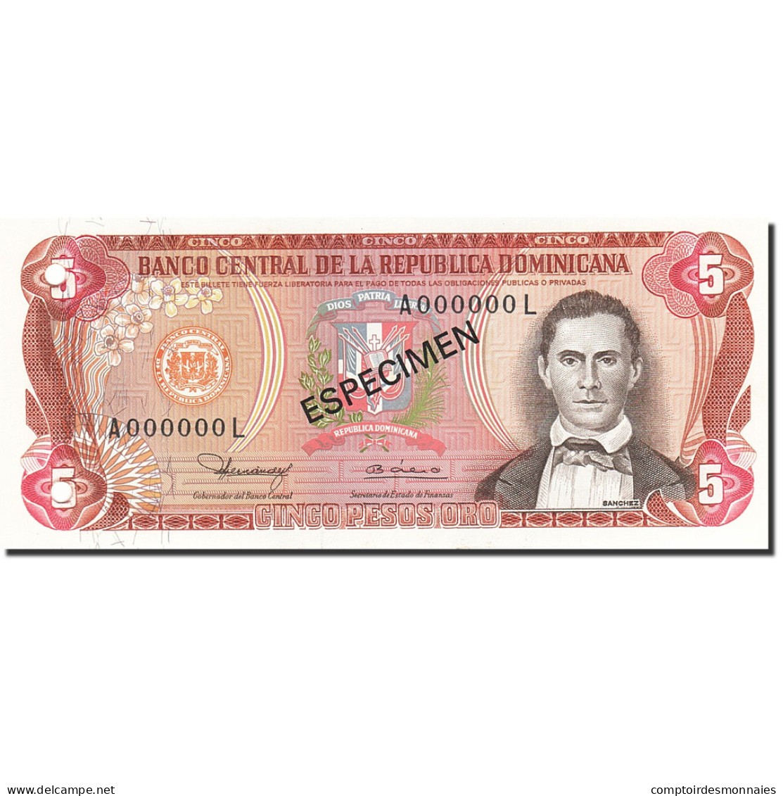Billet, Dominican Republic, 5 Pesos Oro, 1977-1980, 1980, KM:118s1, SPL - Dominicaine