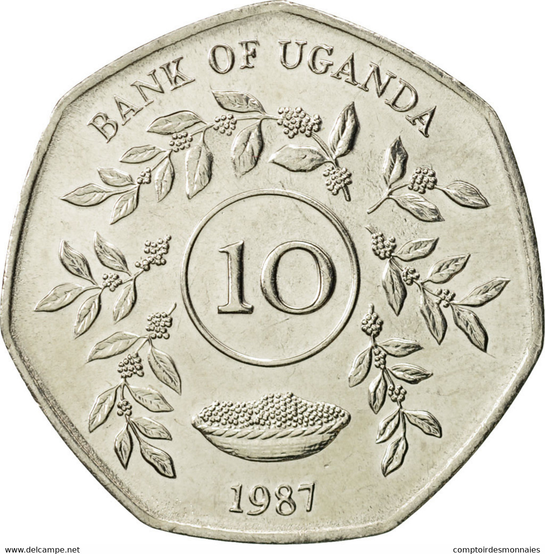 Monnaie, Uganda, 10 Shillings, 1987, SPL, Nickel Plated Steel, KM:30 - Ouganda