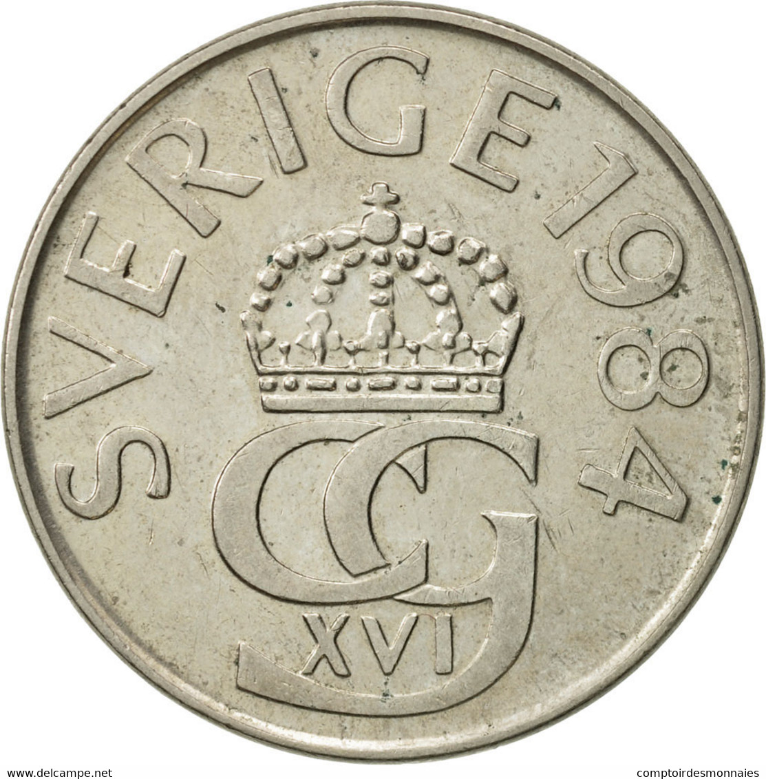 Monnaie, Suède, Carl XVI Gustaf, 5 Kronor, 1984, TTB, Copper-nickel, KM:853 - Suède