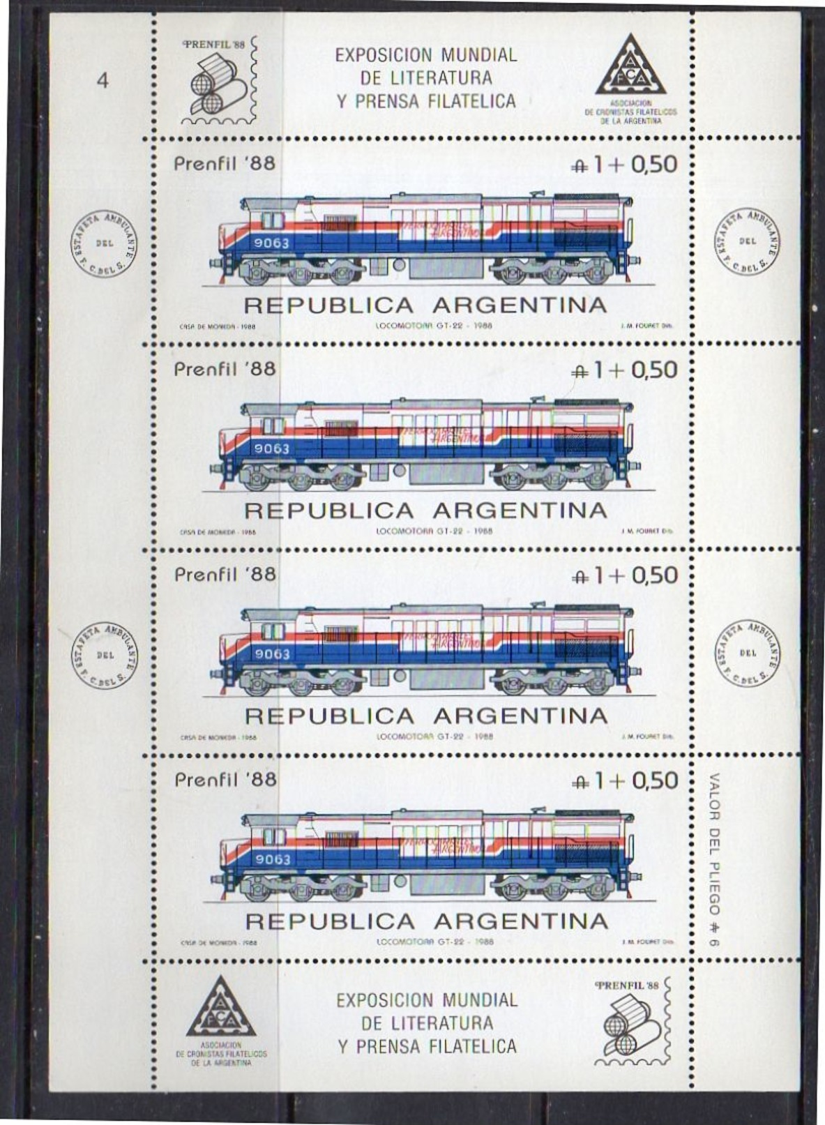 Trains 1988 Scarce Miniature Sheets MNH (a7) - Blokken & Velletjes