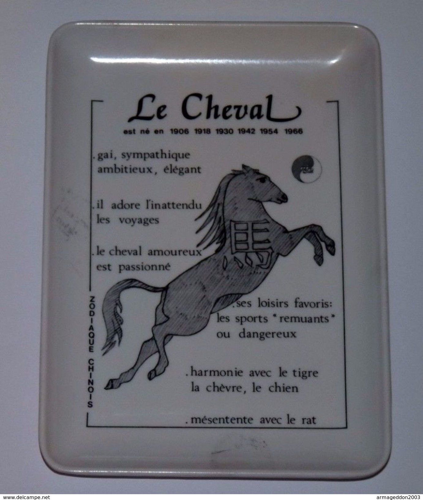 CENDRIER VIDE POCHE COLLECTOR ZODIAQUE CHINOIS LE CHEVAL 1906-18-30-42-54-1966 - Ashtrays