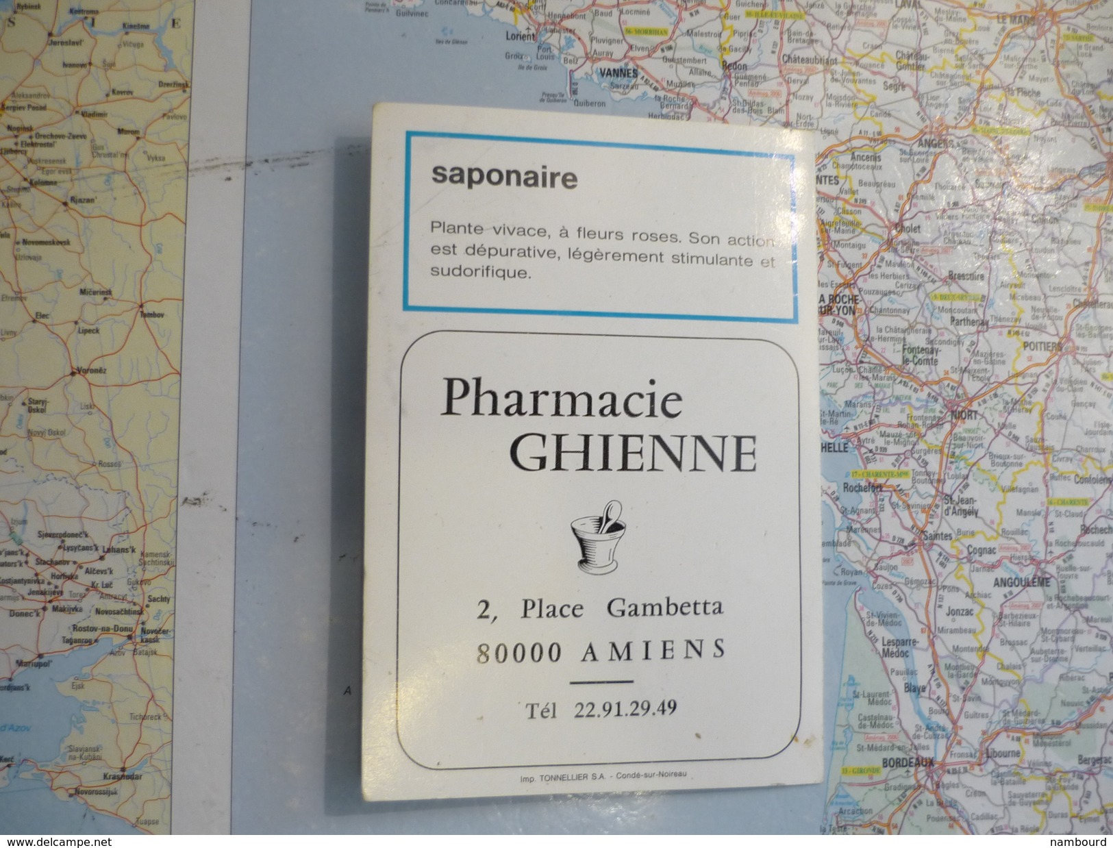 Calendrier 1988 Saponaire Pharmacie Ghienne Amiens - Petit Format : 1981-90