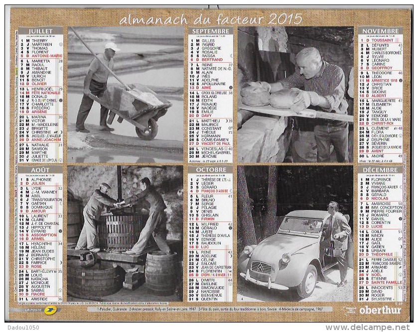 Calendrier De La Poste 2015 Département Du Rhone - Grand Format : 2001-...