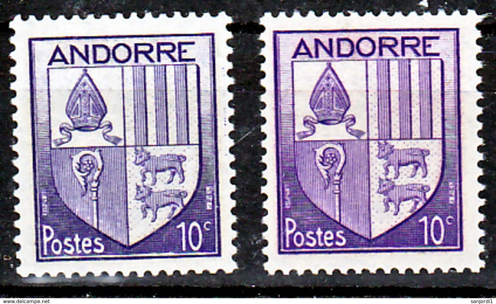 Andorre  93 Vallée Variété Violet Et Violet Gris Neuf ** TB Mnh Sin Charnela - Neufs