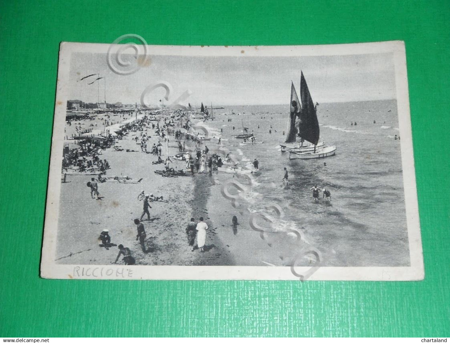 Cartolina Riccione - La Spiaggia 1935 - Rimini