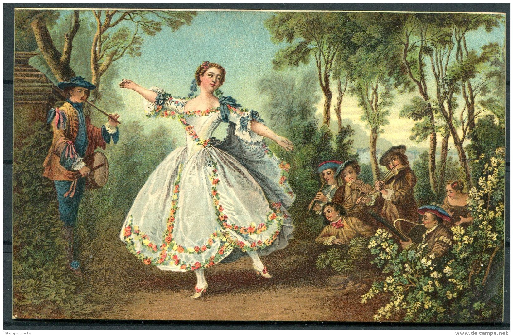 Camargo Dancing, Nicolas Lancet, Wallace Collection, Misch 'World Galleries' Postcard Series 1117 - Paintings