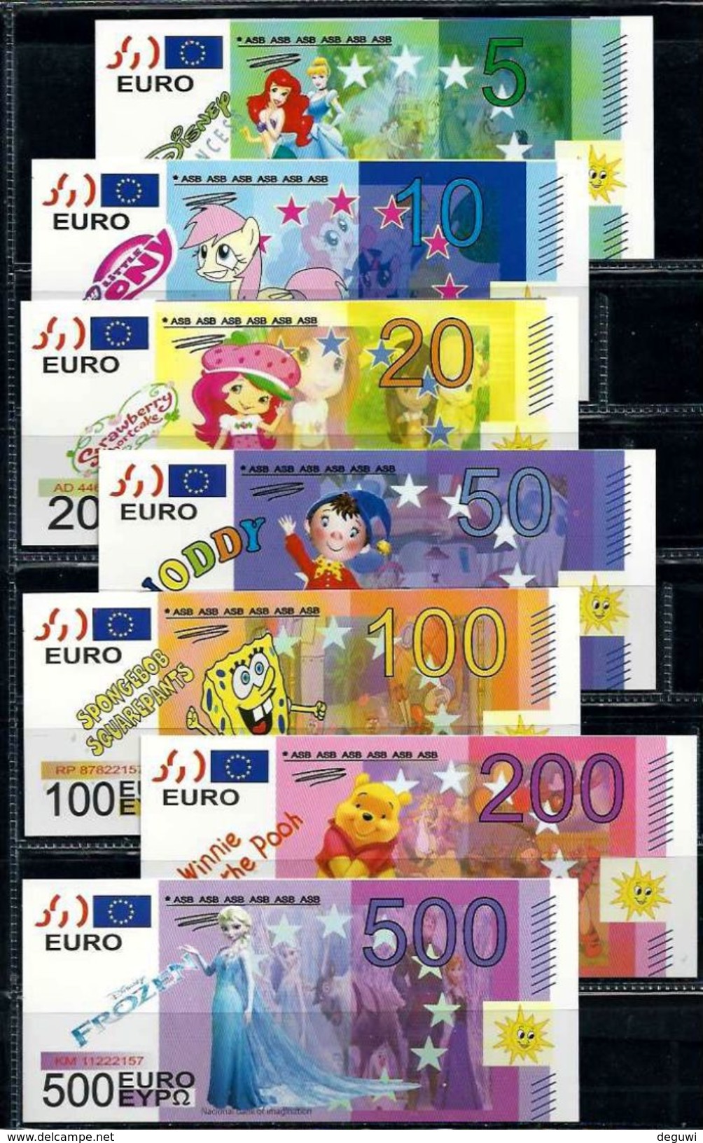 EURO Set, 5 - 500 &euro;, Billet Scolaire, Edukativ-Geld, Paper Set EUROS, Size 136 X 60 Mm,  RRR, UNC, Uniface - Sonstige & Ohne Zuordnung