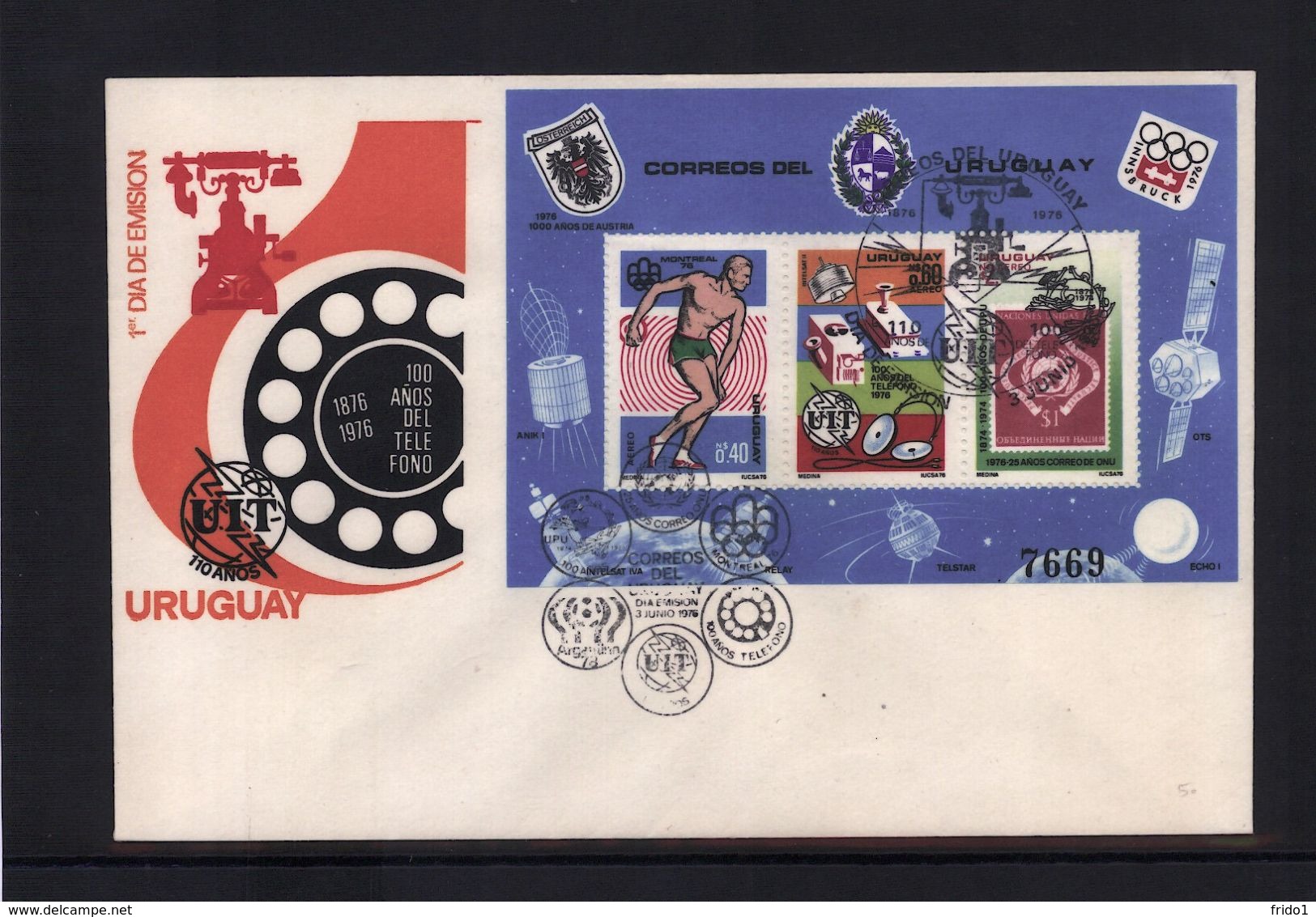 Uruguay 1976 Raumfahrt / Space - UIT  Block FDC - América Del Sur