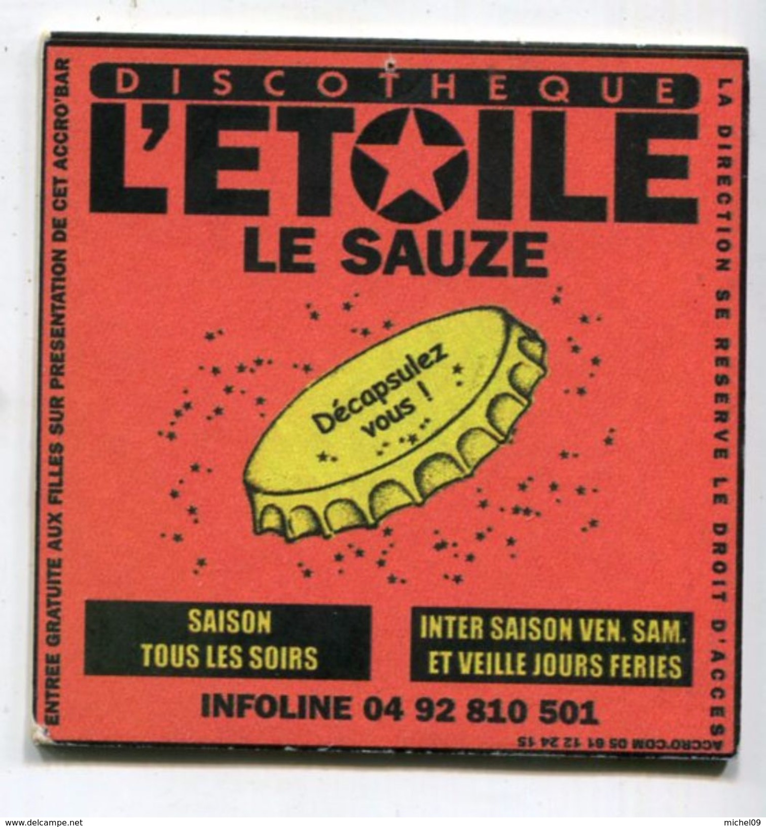 SOUS BOCKS - BIERE - DISCOTHEQUE L'ETOILE LE SAUZE - Sous-bocks