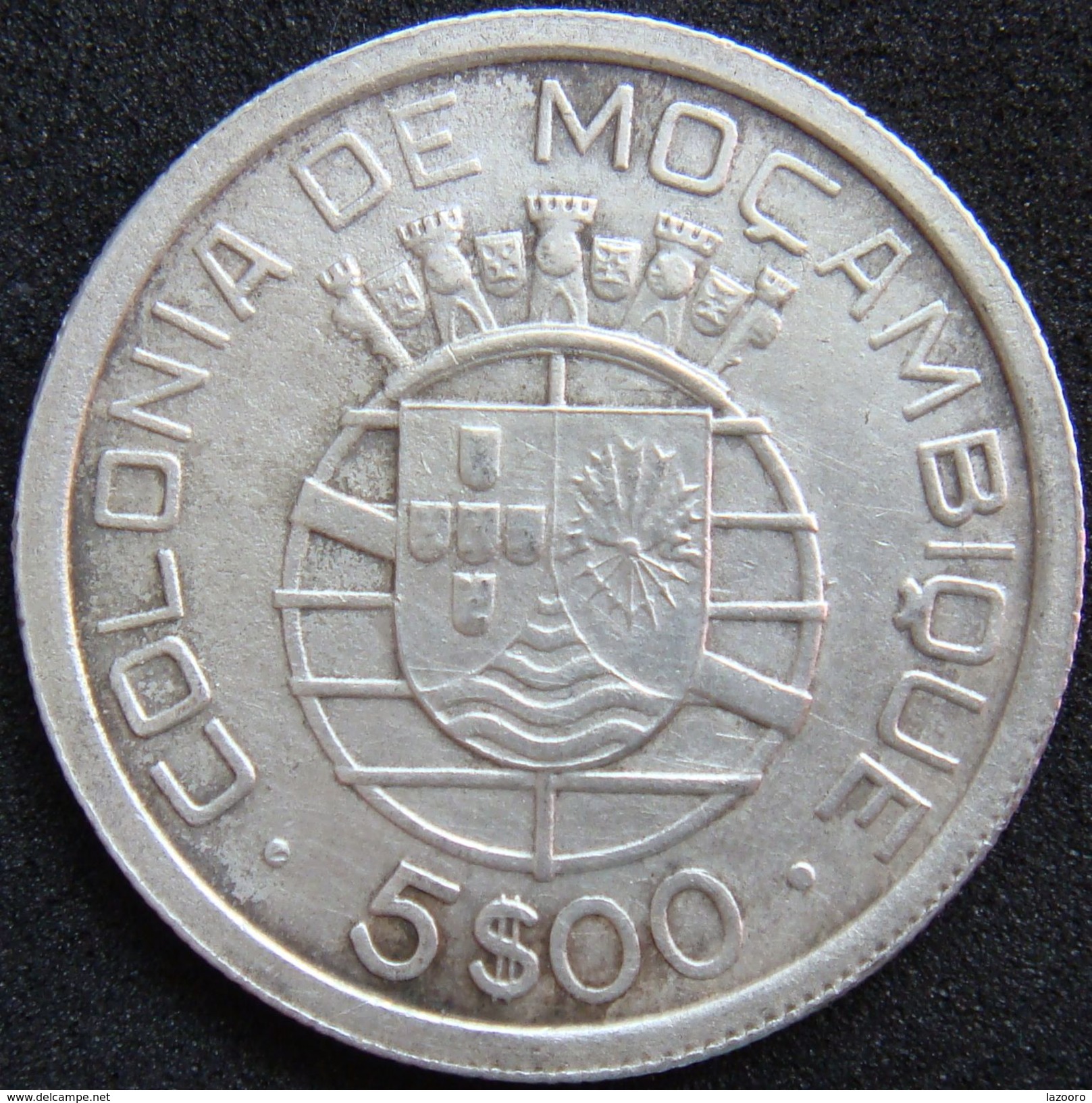 LaZooRo: Mozambique 5 $ 00 Escudos 1938 VF - Silver - Mozambique