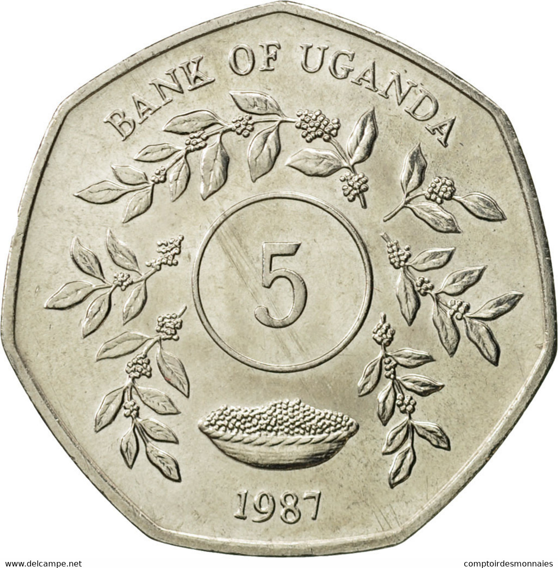 Monnaie, Uganda, 5 Shillings, 1987, SPL, Nickel Plated Steel, KM:29 - Oeganda