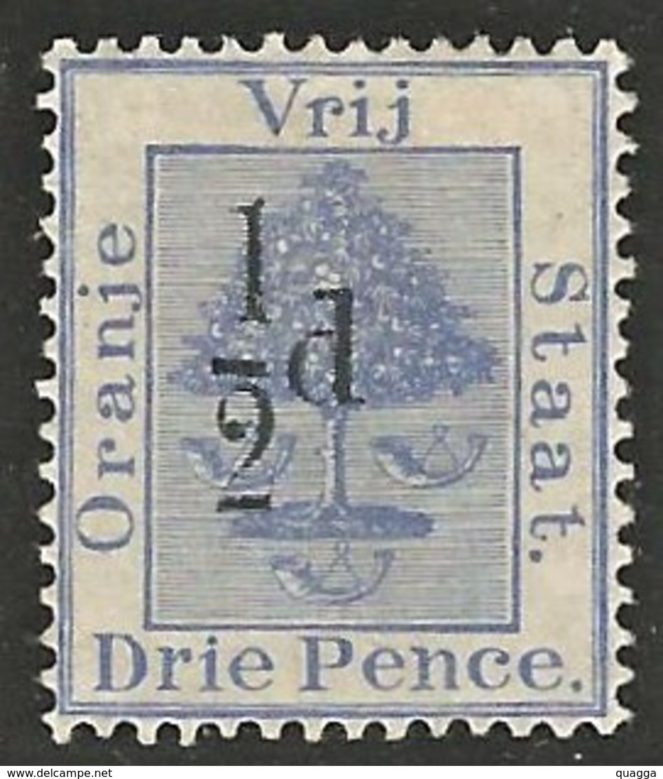 Orange Free State 1896. ½d On 3d Ultramarine (type G). SACC 44*, SG 75*. - Oranje Vrijstaat (1868-1909)