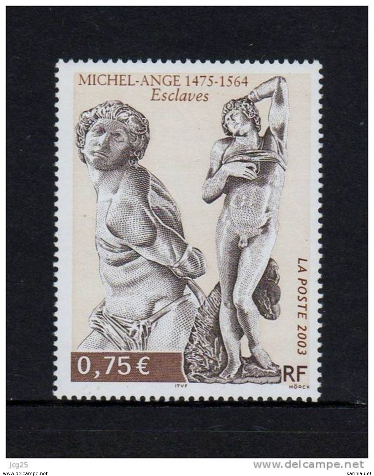 Timbre Neuf FRANCE- 2003 YT N°3558**-Michel-Ange Esclave - Unused Stamps