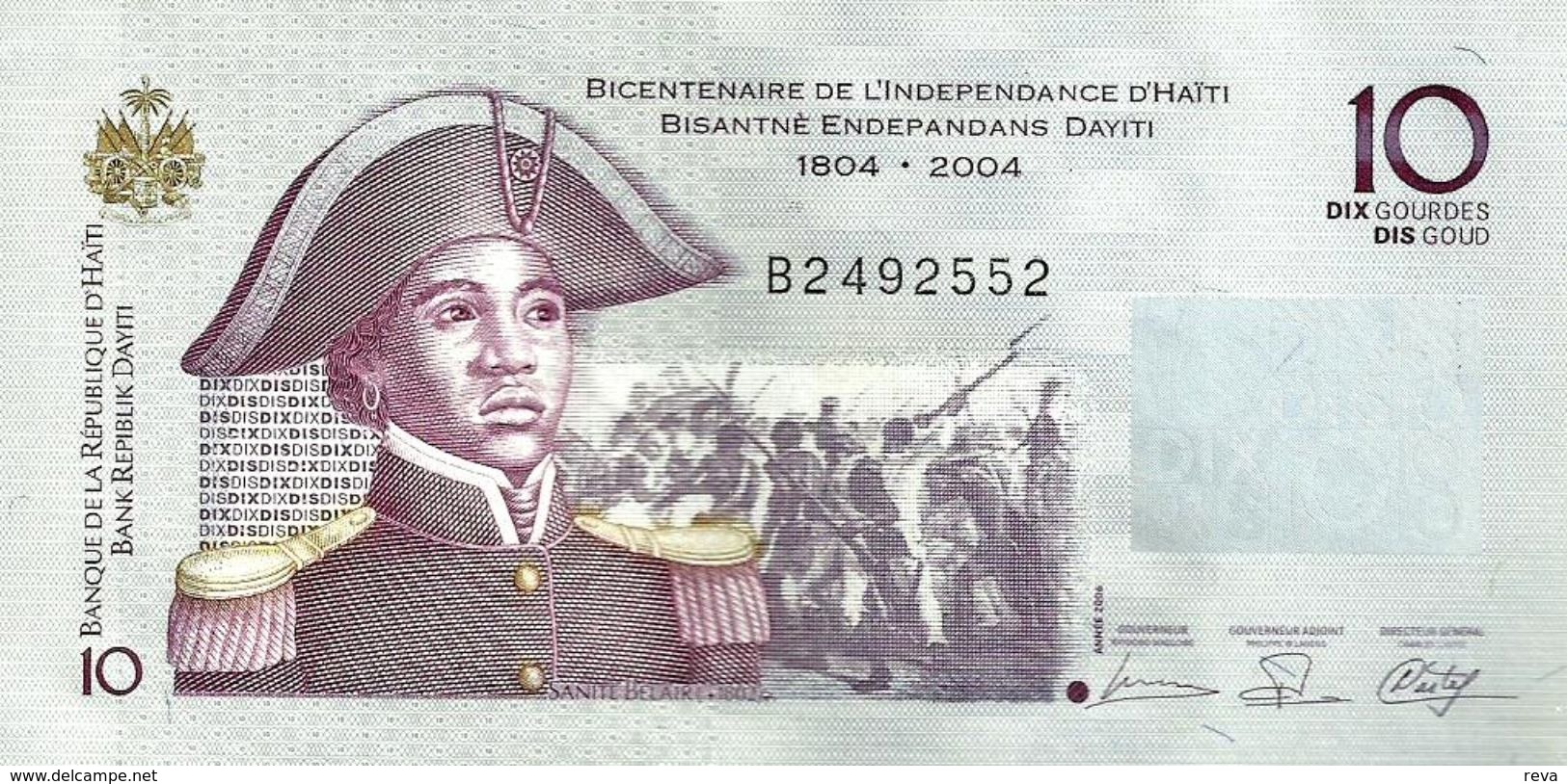 HAITI 10 GOURDES MAN 200 YEARS INDEPENDENCE FRONT & CASTLE BACK DATED 2004 P272(?) UNC  READ DESCRIPTION - Haïti