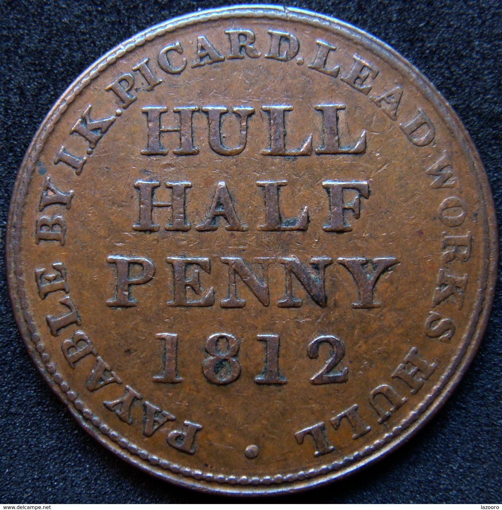 LaZooRo: UK Great Britain Hull 1/2 Penny 1812 - Foreign Trade, Essays, Countermarks & Overstrikes