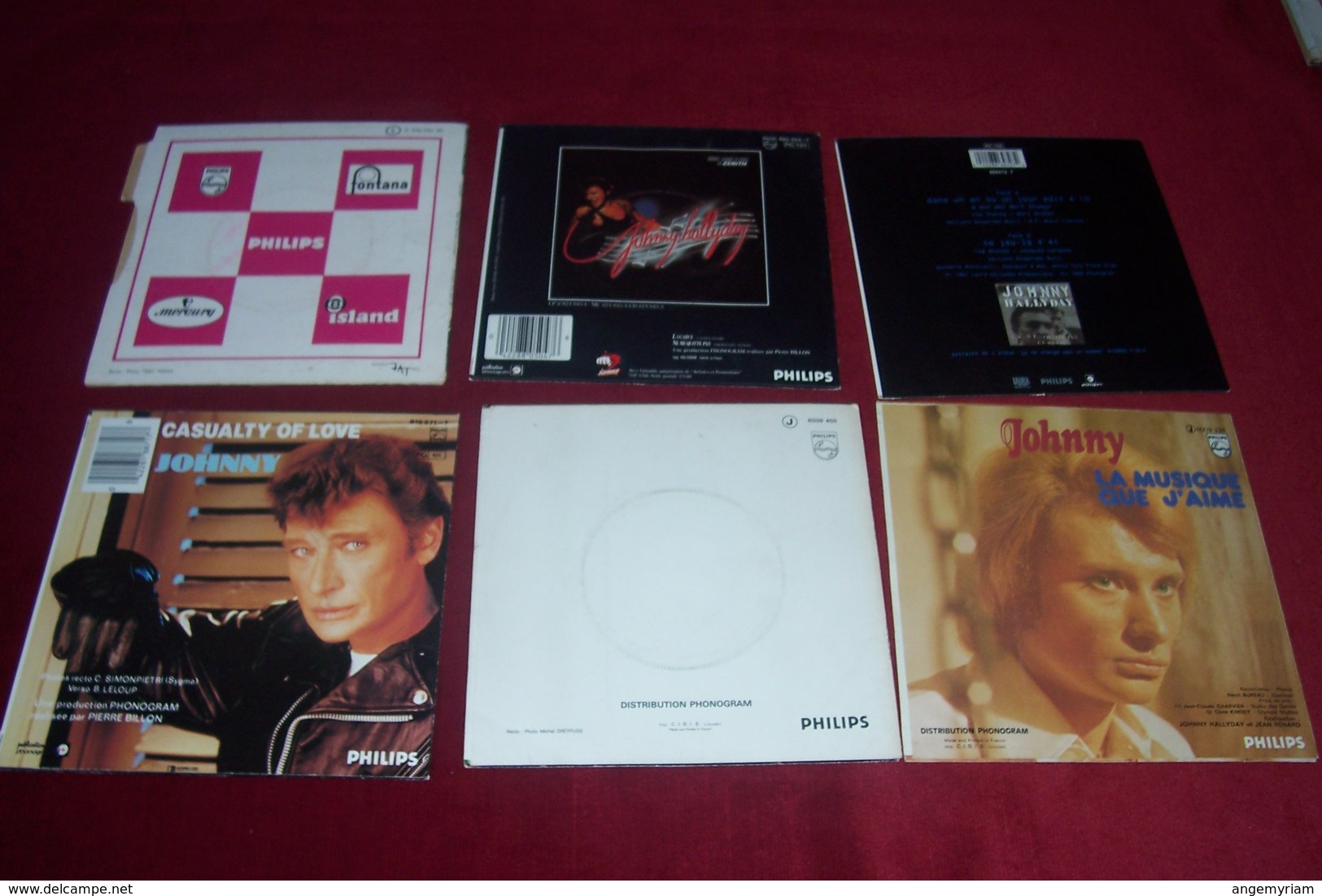 LOT DE 22  POCHETTES DE DISQUES VINYLES D'EPOQUE  DE JOHNNY HALLYDAY  °°°  SANS LES VINYLES  POCHETTE SEULE - Collections