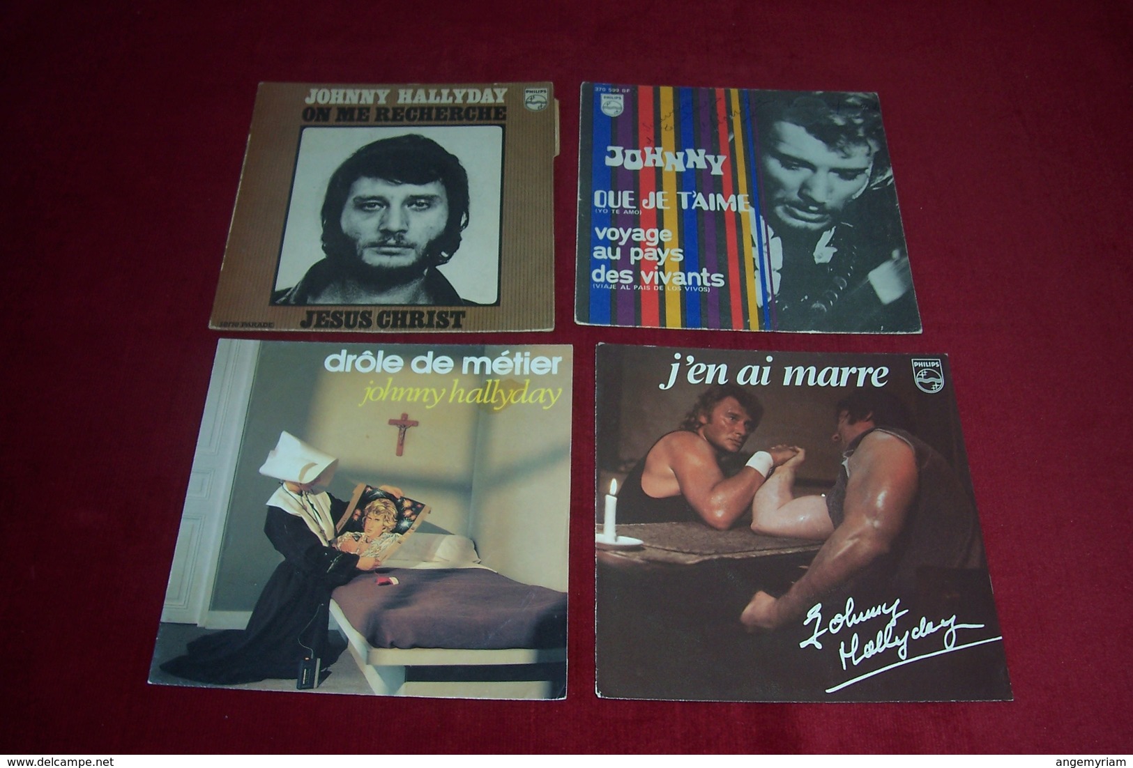 LOT DE 22  POCHETTES DE DISQUES VINYLES D'EPOQUE  DE JOHNNY HALLYDAY  °°°  SANS LES VINYLES  POCHETTE SEULE