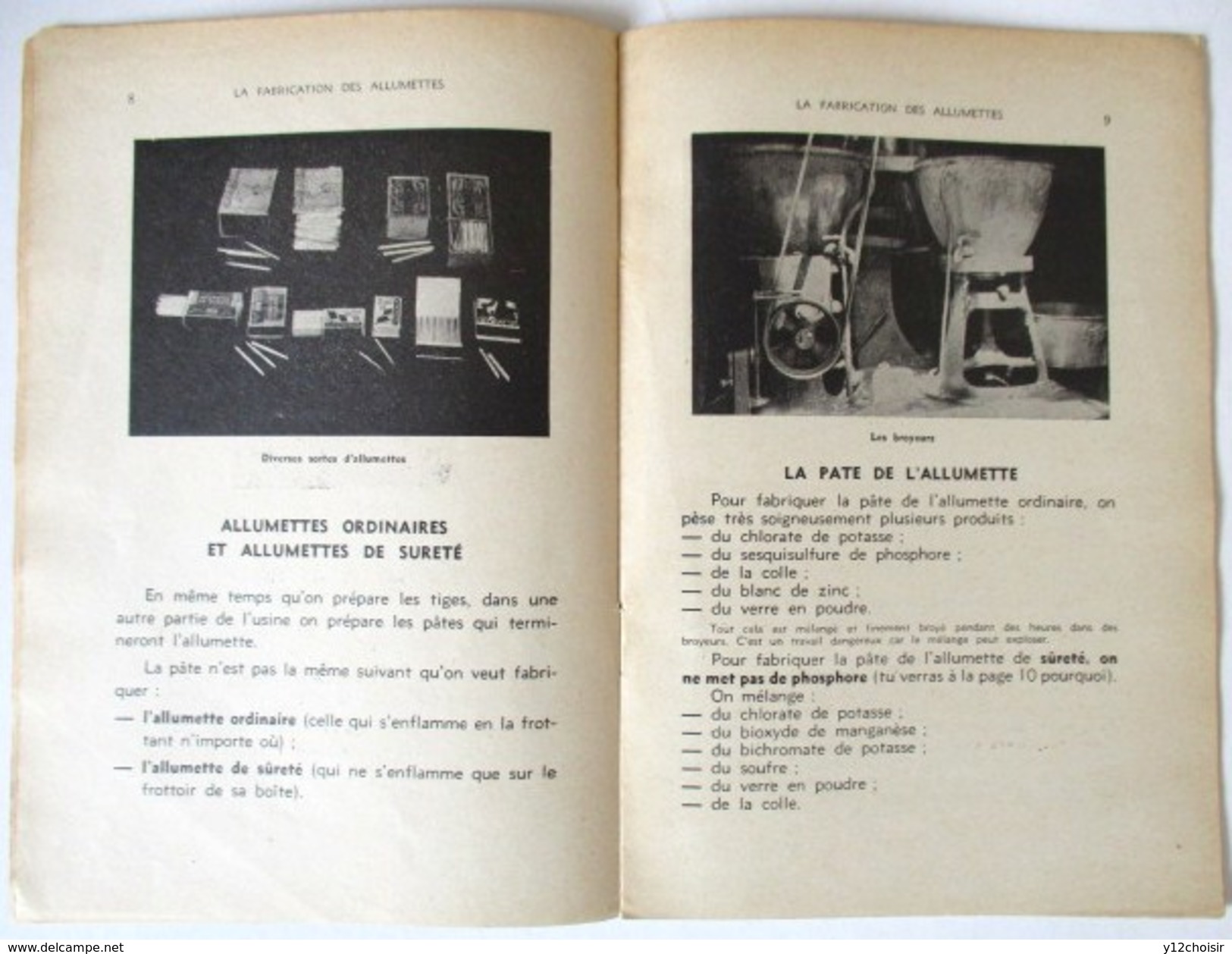 LIVRET 1952 LA FABRICATION DES ALLUMETTES BIBLIOTHEQUE DU TRAVAIL BT 195 METZ-DEVANT- LES- PONTS BRIQUET - Boites D'allumettes - Etiquettes