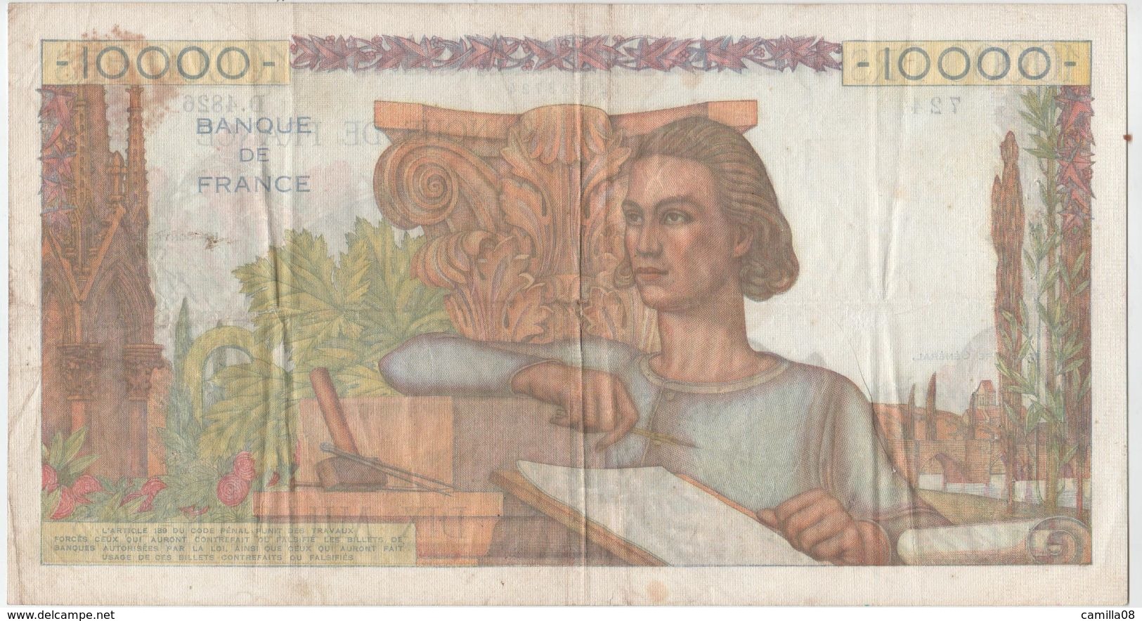 10000 FRANCS .GENIE FRANCAIS.TYPE 1945.TTB+.  DU 04.06.1953.DE + EN + DUR A TROUVER. - 10 000 F 1945-1956 ''Génie Français''