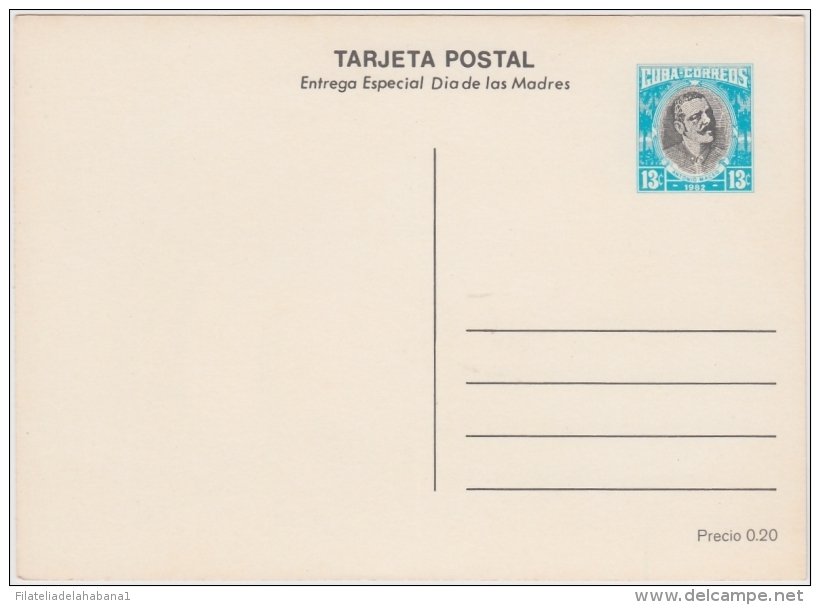 1982-EP-161 CUBA 1982 POSTAL STATIONERY. Ed.128g. DIA DE LAS MADRES. MOTHER DAY SPECIAL DELIVERY. ORCHILD FLOWER UNUSED - Storia Postale