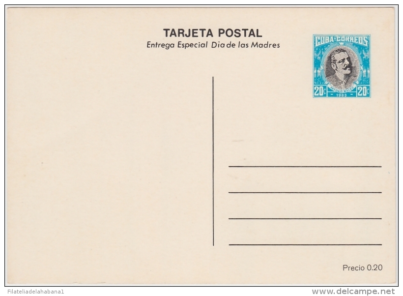 1983-EP-156 CUBA 1983 POSTAL STATIONERY. Ed.133g. DIA DE LAS MADRES. MOTHER DAY SPECIAL DELIVERY. GLADIOLO FLOWER UNUSED - Covers & Documents