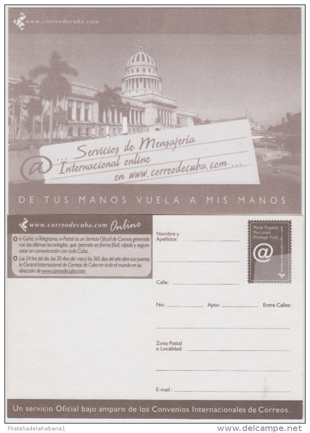 2002-EP-30 CUBA 2002 POSTAL STATIONERY. Ed.72a. INTERNET SPECIAL CARD. CAPITOLIO NACIONAL UNUSED - Lettres & Documents