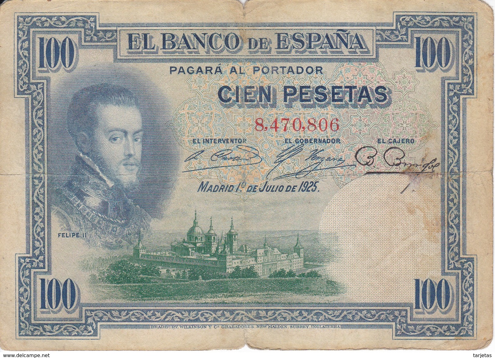 BILLETE DE ESPAÑA DE 100 PTAS DEL AÑO 1925 SIN SERIE   (BANKNOTE) - 100 Pesetas