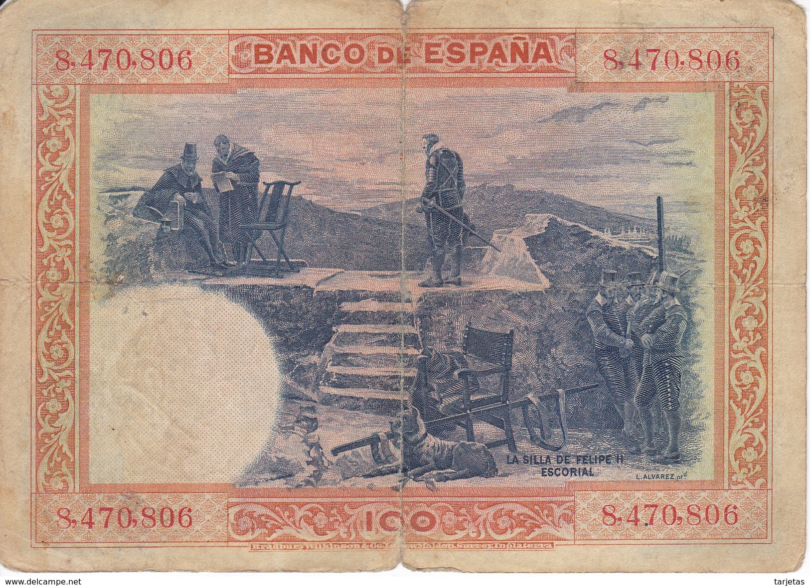 BILLETE DE ESPAÑA DE 100 PTAS DEL AÑO 1925 SIN SERIE   (BANKNOTE) - 100 Pesetas