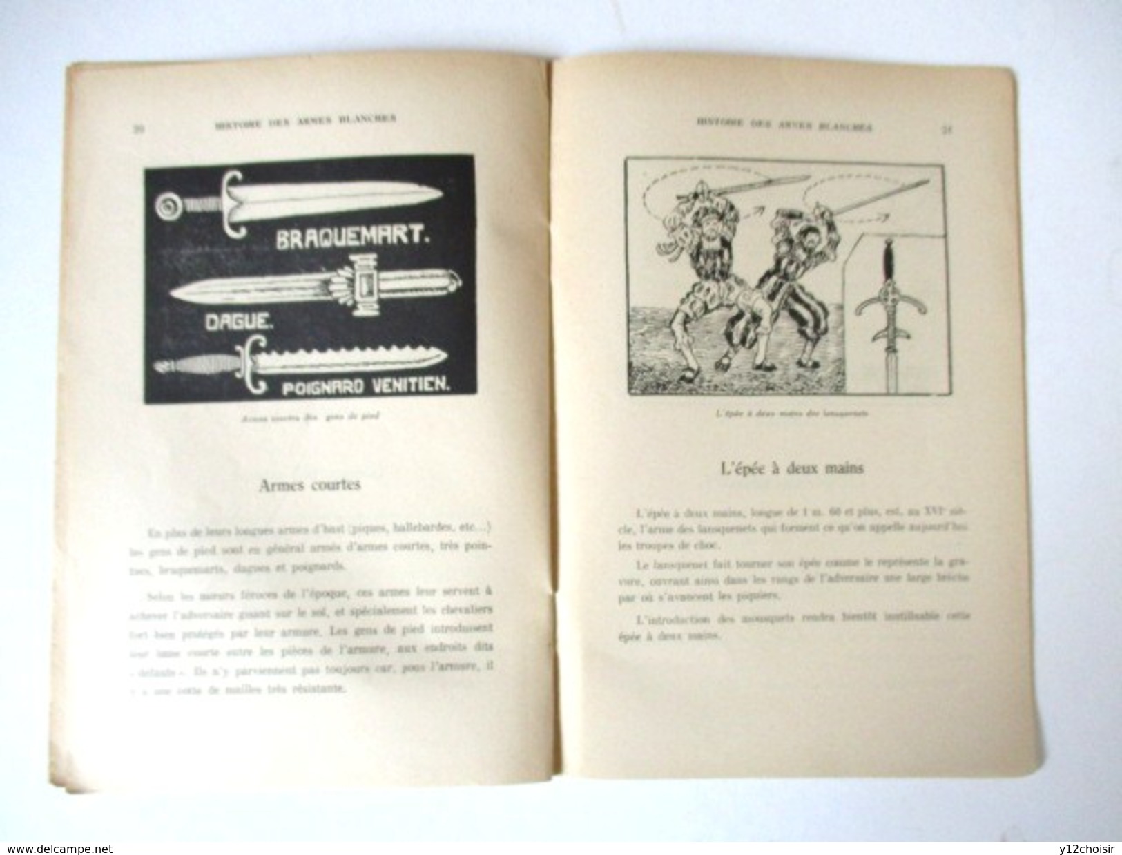 LIVRET 1949 HISTOIRE DES ARMES BLANCHES BIBLIOTHEQUE DU TRAVAIL BT 83 - Armas Blancas