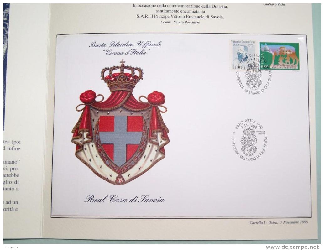 St51. Marcofilia - Ostra (AN) 1998 - Folder "Mille Anni Di Casa Savoia", Con Annullo Su Busta Filatelica Ufficiale - Geschenkheftchen