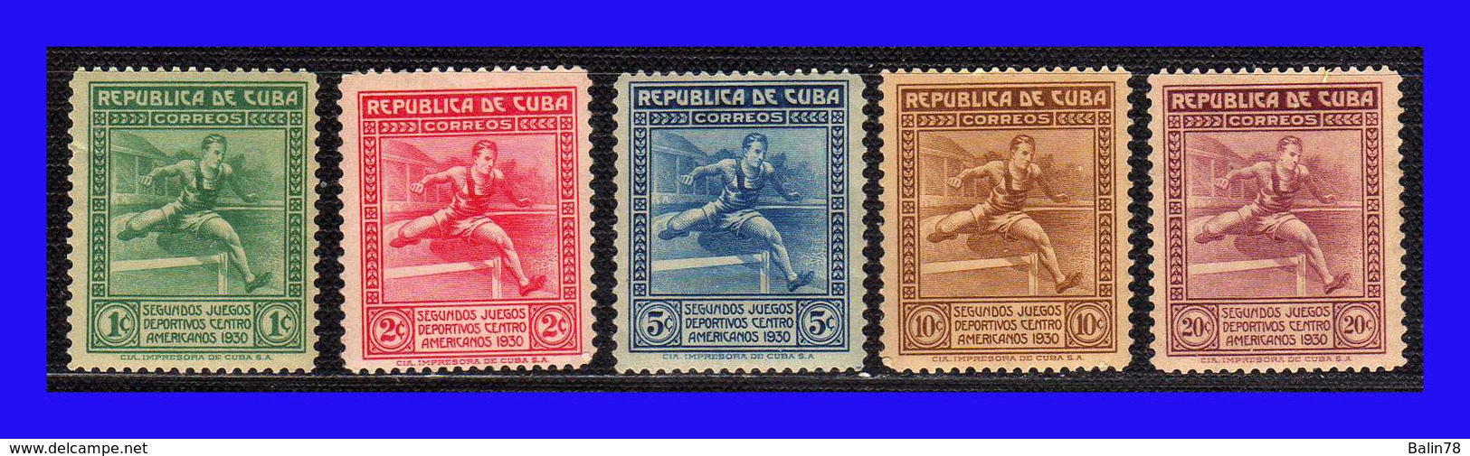 1930 - Cuba Sc. 299/303 - II Juegos Deportivos Centroamericanos - Ver Scan Reverso - CU- 033 - Ungebraucht