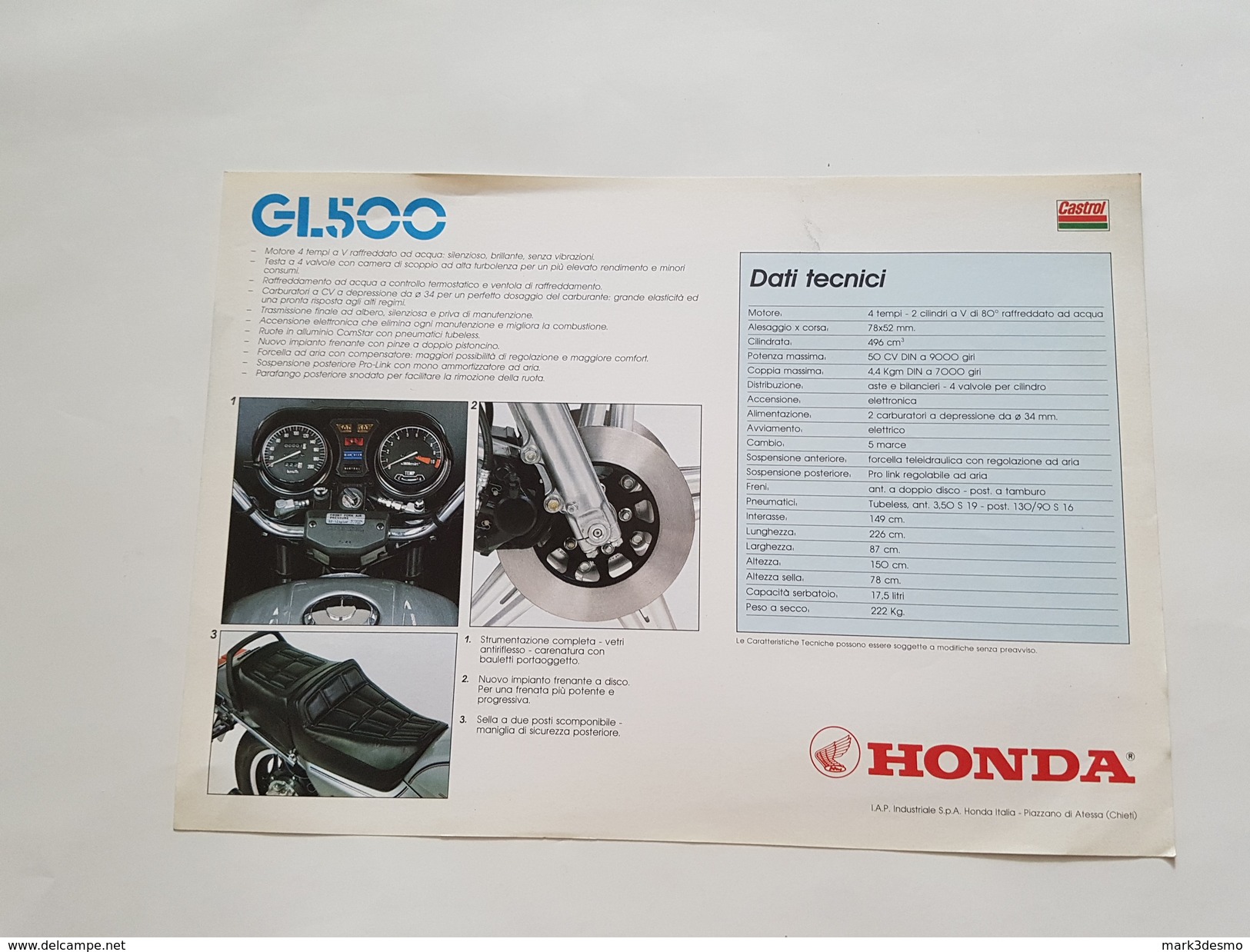 4) Honda GL 500 1981 Depliant Originale Moto - Genuine Brochures - Motorrad Originalprospekt - Moto