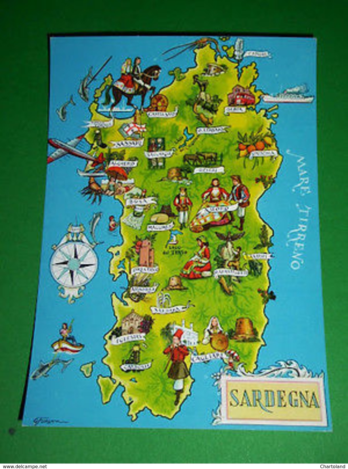 Cartolina Cartina Della Sardegna ( Bosa Alghero Sardara Carbonia Ecc. ) 1960 Ca - Cagliari
