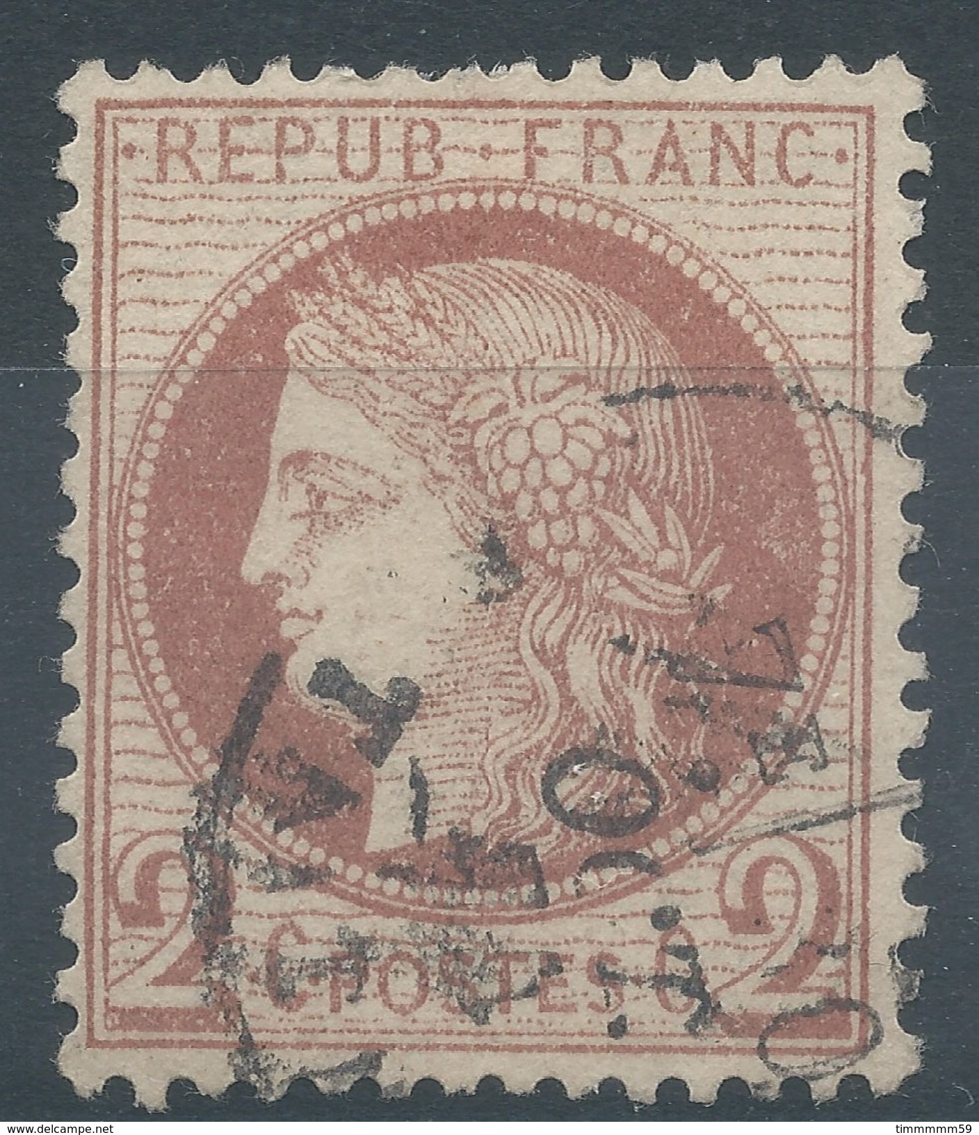 Lot N°36211  Variété/n°51, Oblit Cachet à Date De PARIS (R. Taitbout), Taches Blanches Derierre La Tête - 1871-1875 Ceres