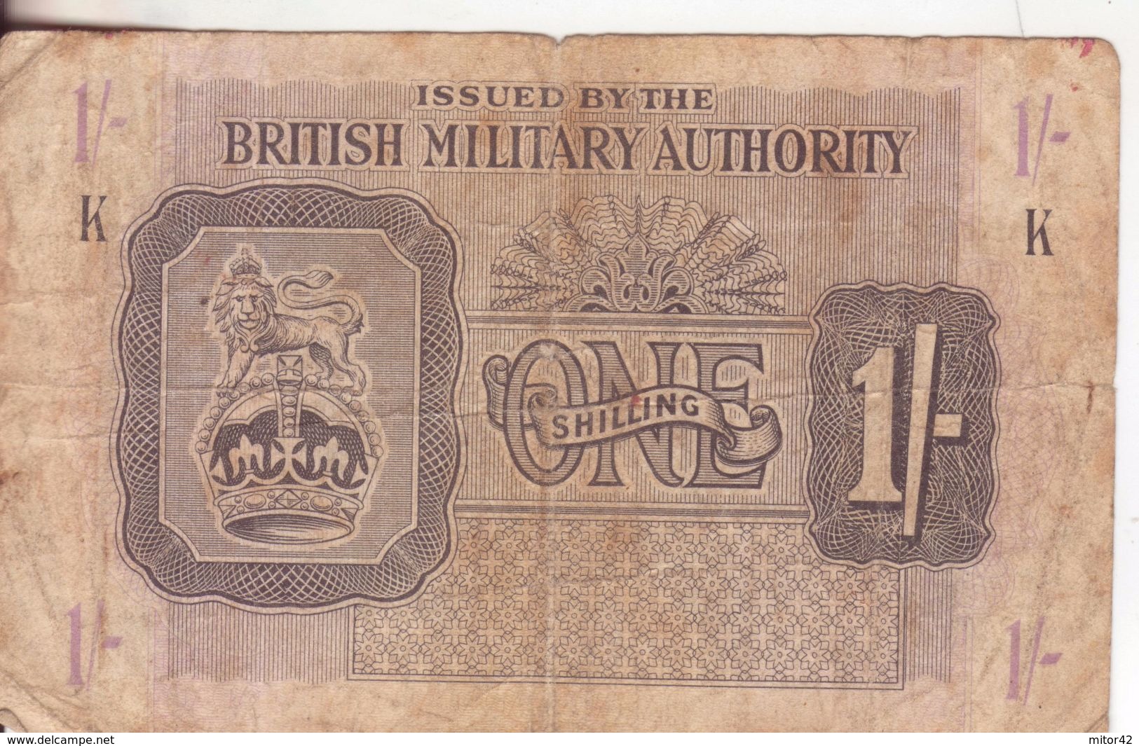 36-Inghilterra-Occupazione Inglese In Italia-Cartamoneta-Banconota Circolata 1 Scellino-Stato Di Conservazione: Mediocre - British Armed Forces & Special Vouchers