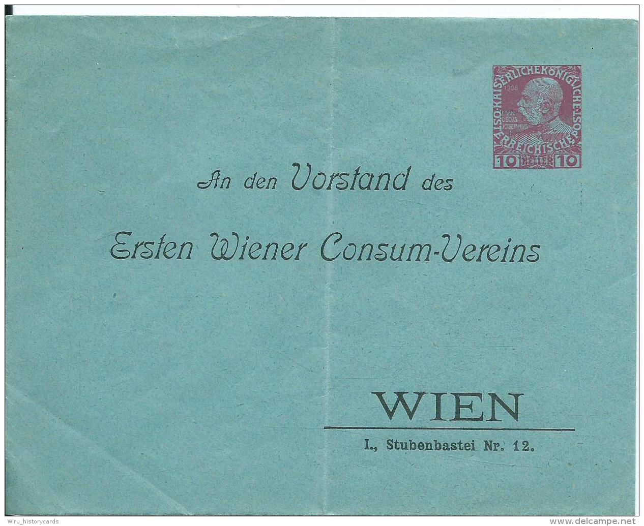 A3   Drucksache 10 Heller An Den Vorstand Des Ersten Wiener Consum-Vereisns Ca. Um 1910 - Briefe U. Dokumente