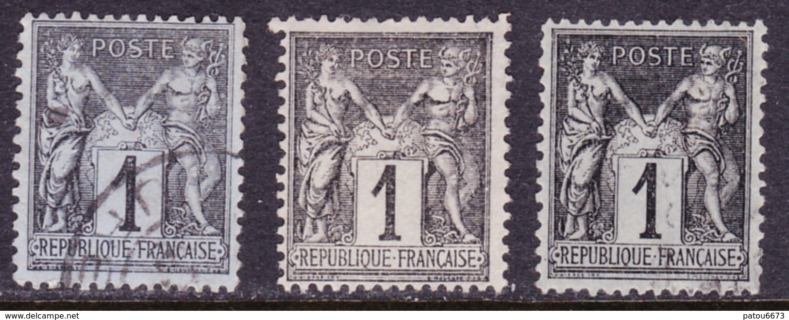 FRANCE 1877-80 Sage ( YT 83 ; Mi 68 ) Perfect Condition 3 Colors - 1876-1898 Sage (Type II)