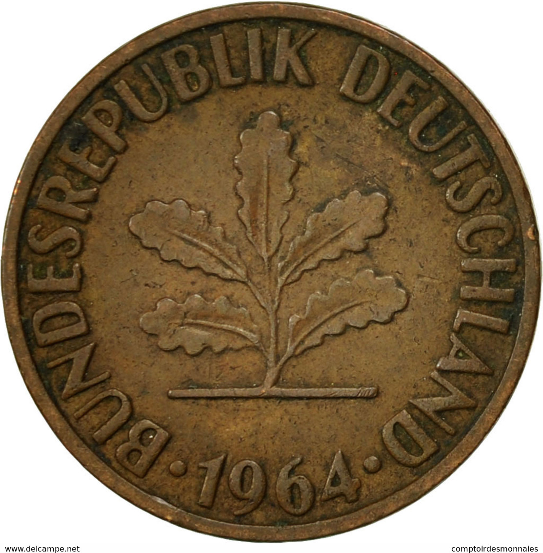 Monnaie, République Fédérale Allemande, 2 Pfennig, 1964, Stuttgart, TTB - 2 Pfennig