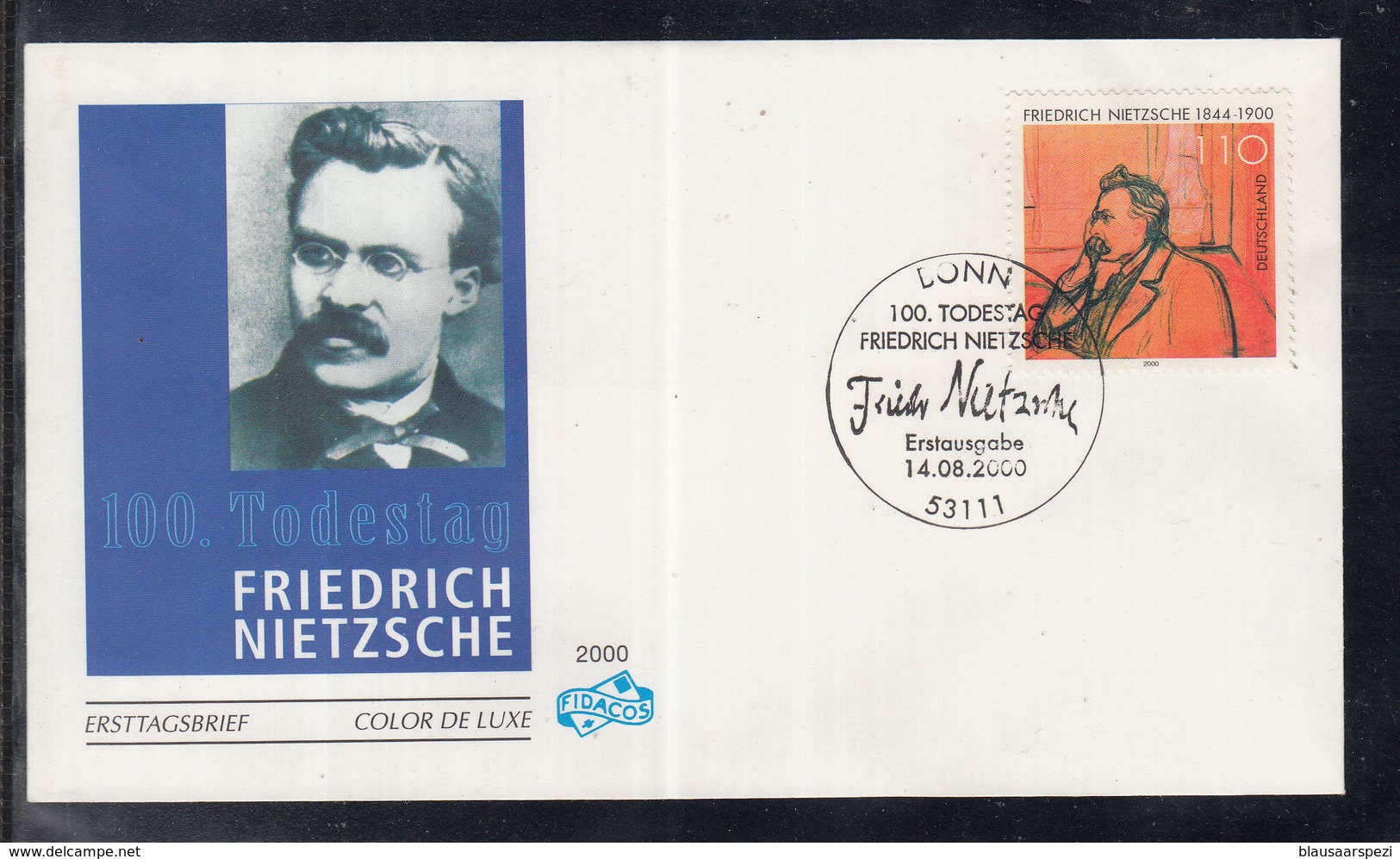 NL 10 ) Bund 2000 FDC -  100. Todestag Von Friedrich Nietzsche - Lettres & Documents