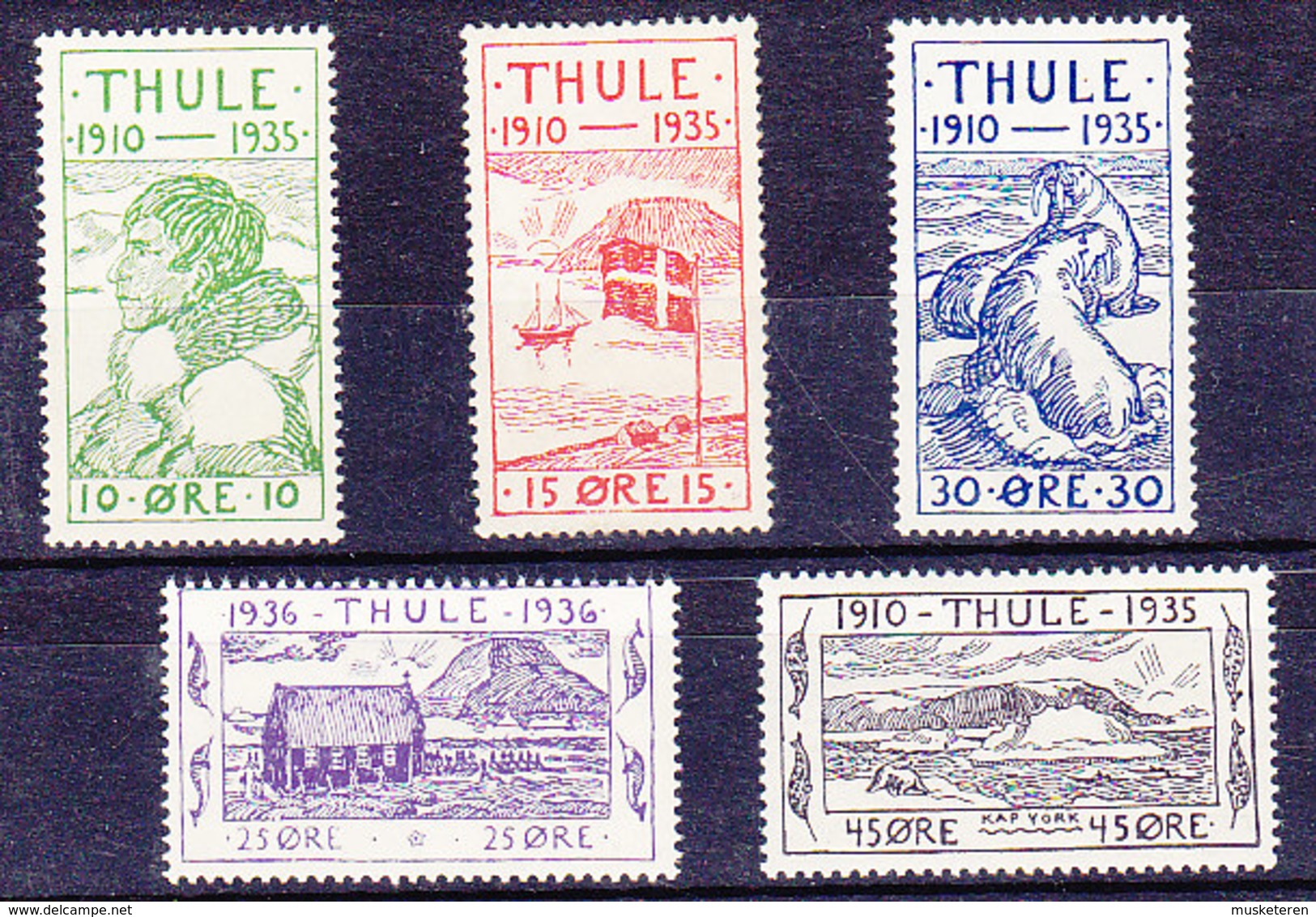 Greenland  Afa 1-5 Thule Sæt Complete Thule Set MH* - Thulé