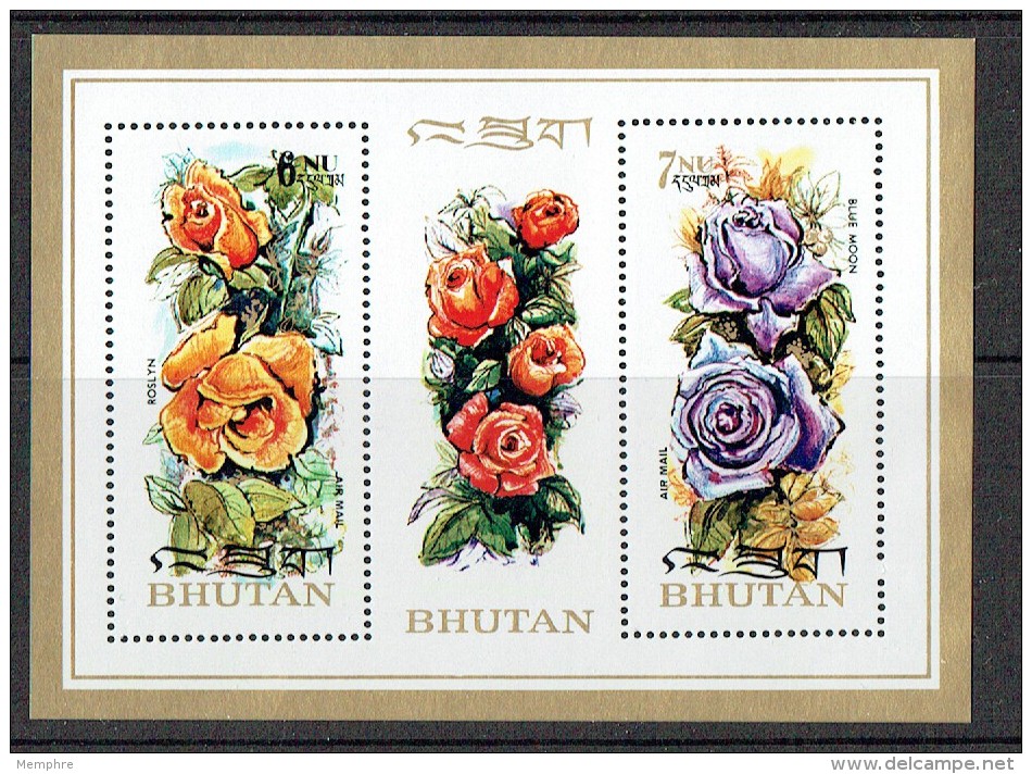 1973  Roses  Bloc Feuillet ** MNH - Bhoutan