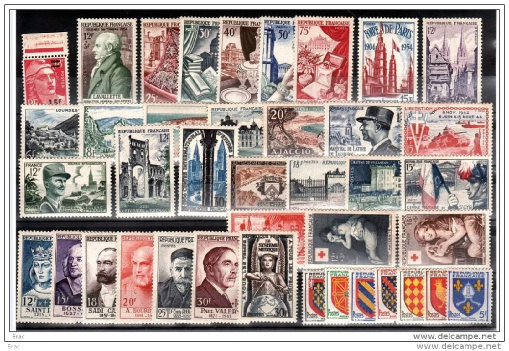 FRANCE - 1954 - Année Complète - Timbres N° 968 à 1007 - Neufs ** - 1950-1959