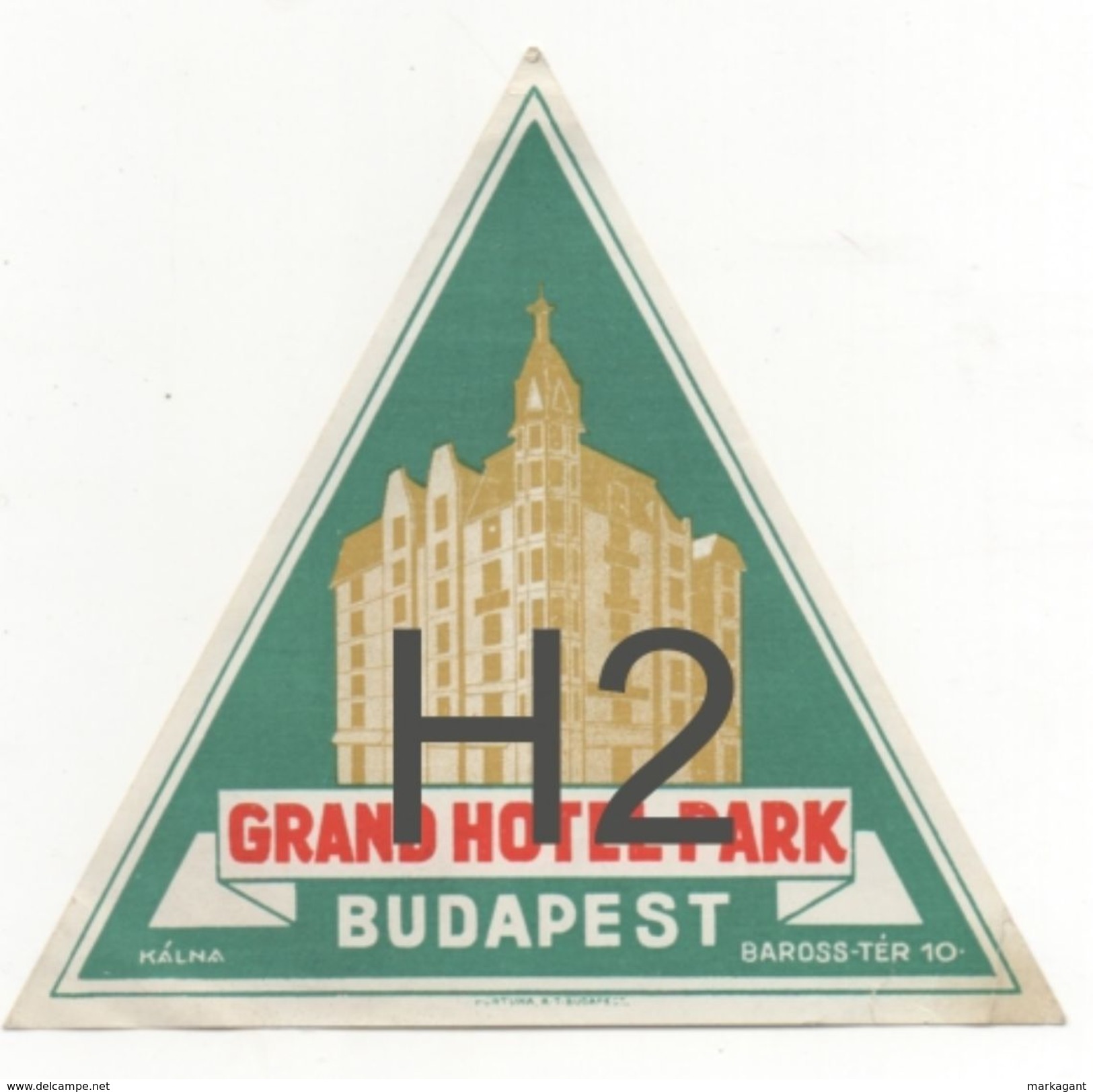 LUGGAGE LABEL: Grand Hotel Park, Budapest - Hotel Labels