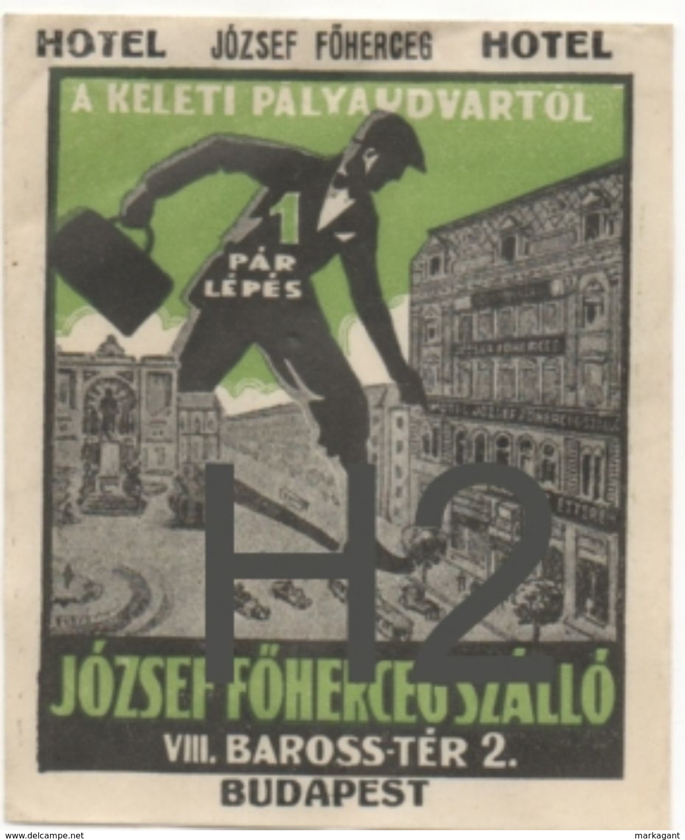 LUGGAGE LABEL: Hotel Jozsef Föherceg, Budapest - Adesivi Di Alberghi