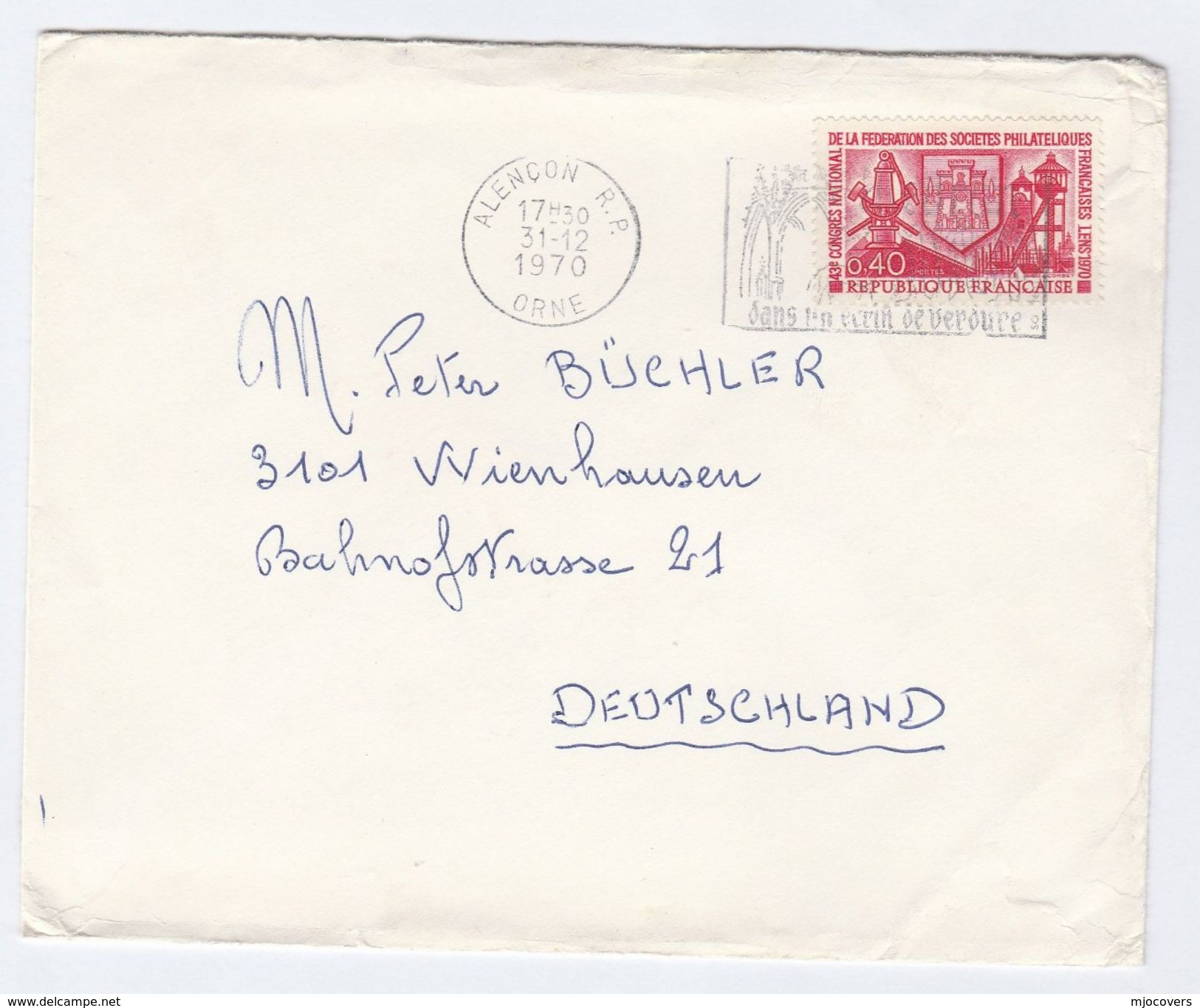 1970 FRANCE COVER Stamps LENS MINING , MINERS LAMP To Germany Coal Energy Minerals - Minerals