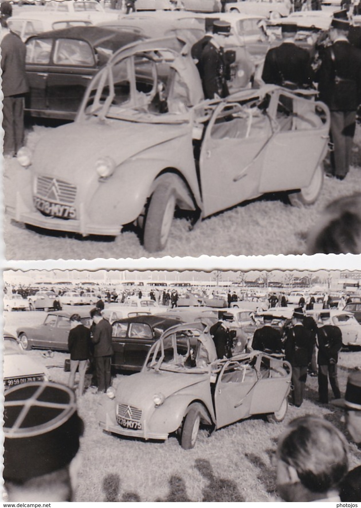 2  Photos  D'une 2 Cv Citroën Endommagée : Accident, Explosion, Attentat ???  : La Gendarmerie Veille !! - Auto's