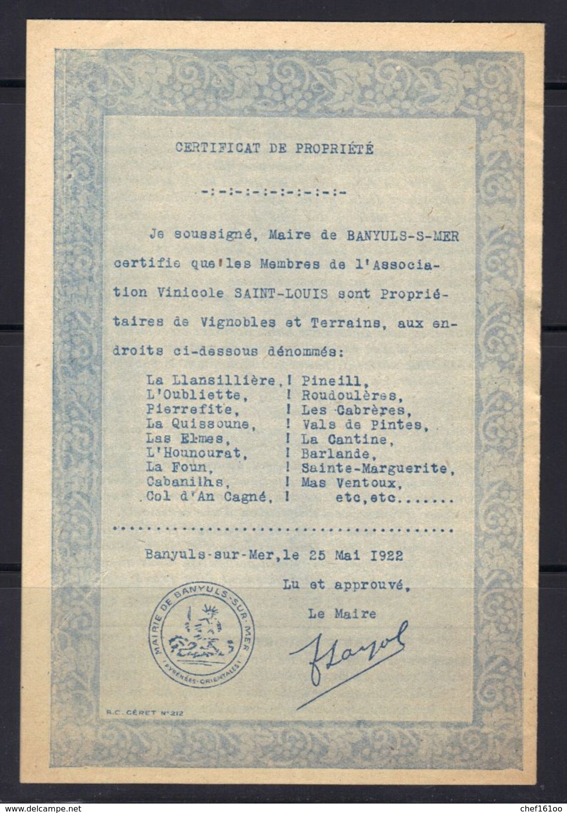 Banyuls S/Mer : Association Vinicole St Louis, Sagols Casadessus & Cie Propriétaire, Livret Tarif De Vente 1926. - Food