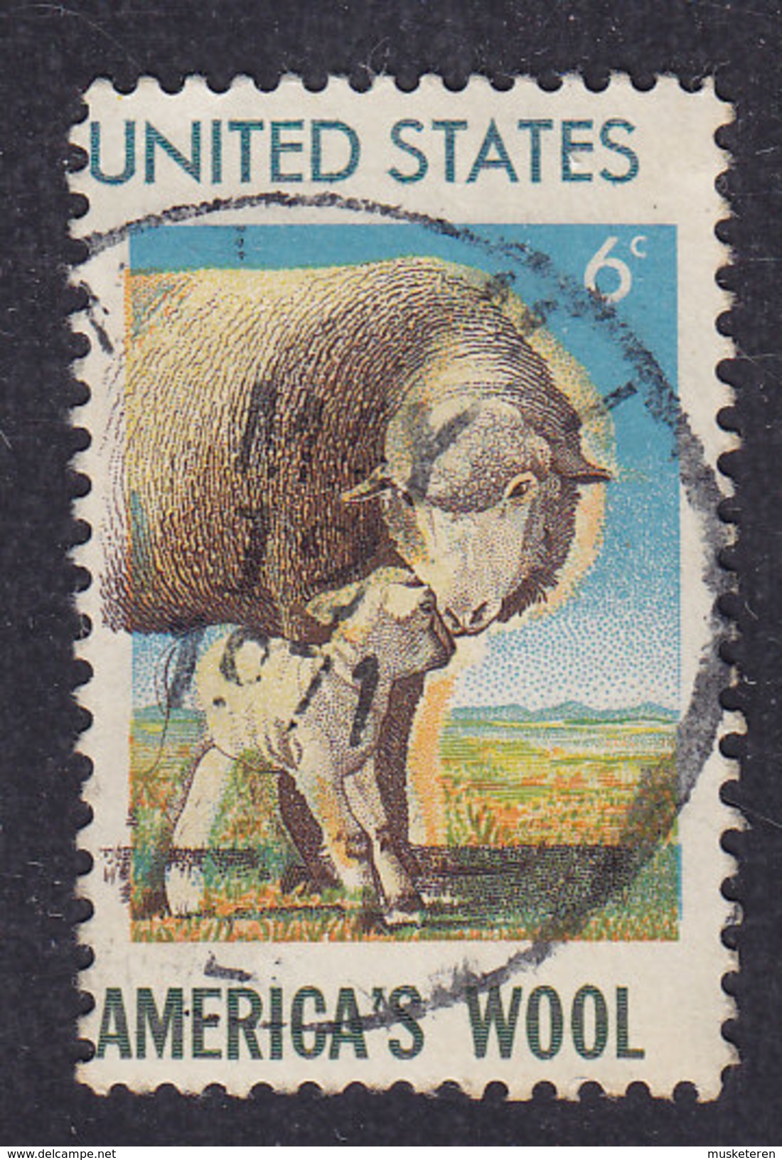 United States 1971 Mi. 1025 ERROR Variety Sheep W. Misplaced Text To The Left (2 Scans) - Errors, Freaks & Oddities (EFOs)