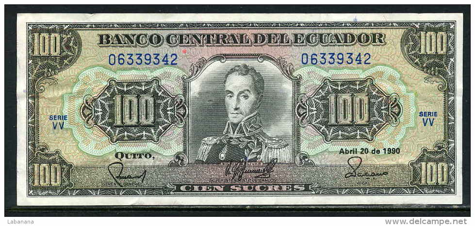 460-Equateur Billet De 100 Sucres 1990 VV063 - Ecuador